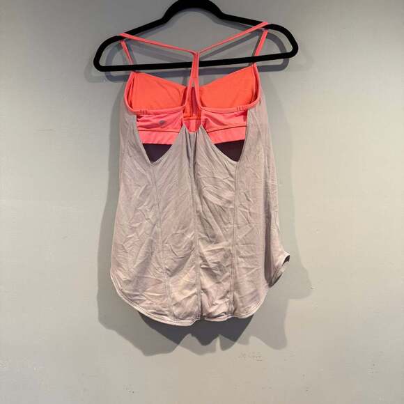 Lululemon Built-In Bra Tank Top – Grey & Neon Coral – Size 8 - Picture 3 of 3